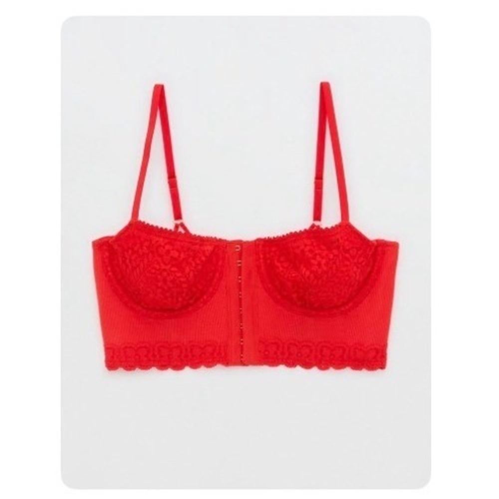 Aerie Red Lace Bustier Corset Crop‎ Top 40DD Going Out Top